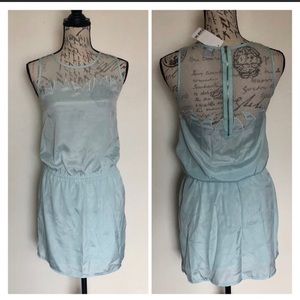 Bar III Aqua Blue Flame Burnout Mesh Mini Dress
